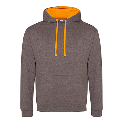 Varsity Contrast Hoodie Charcoal Orange Crush