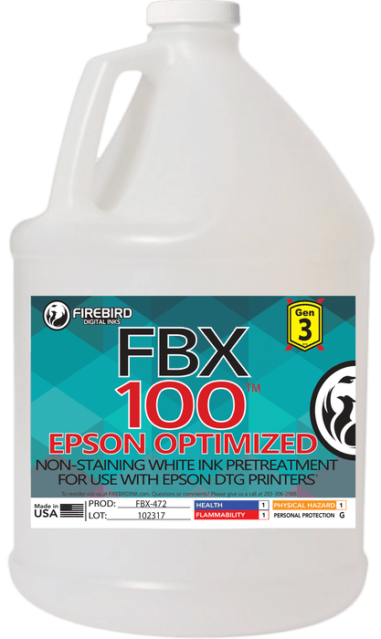 Firebird FBX - 100 Dark Pretreatment for Epson F2100/F2000 Series printers. 1 Gallon Jug.