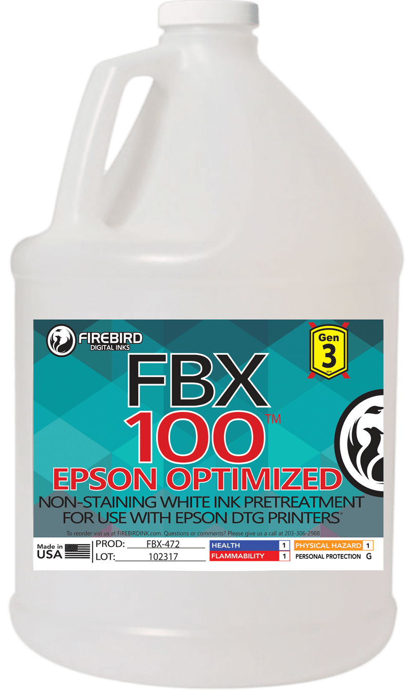Firebird FBX - 100 Dark Pretreatment for Epson F2100/F2000 Series printers. 1 Gallon Jug.