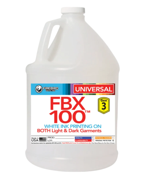 Firebird FBX - 100 Gen3 White Ink Pretreatment for Epson F2270/2100/F2000 Series printers. 1 Gallon Jug.
