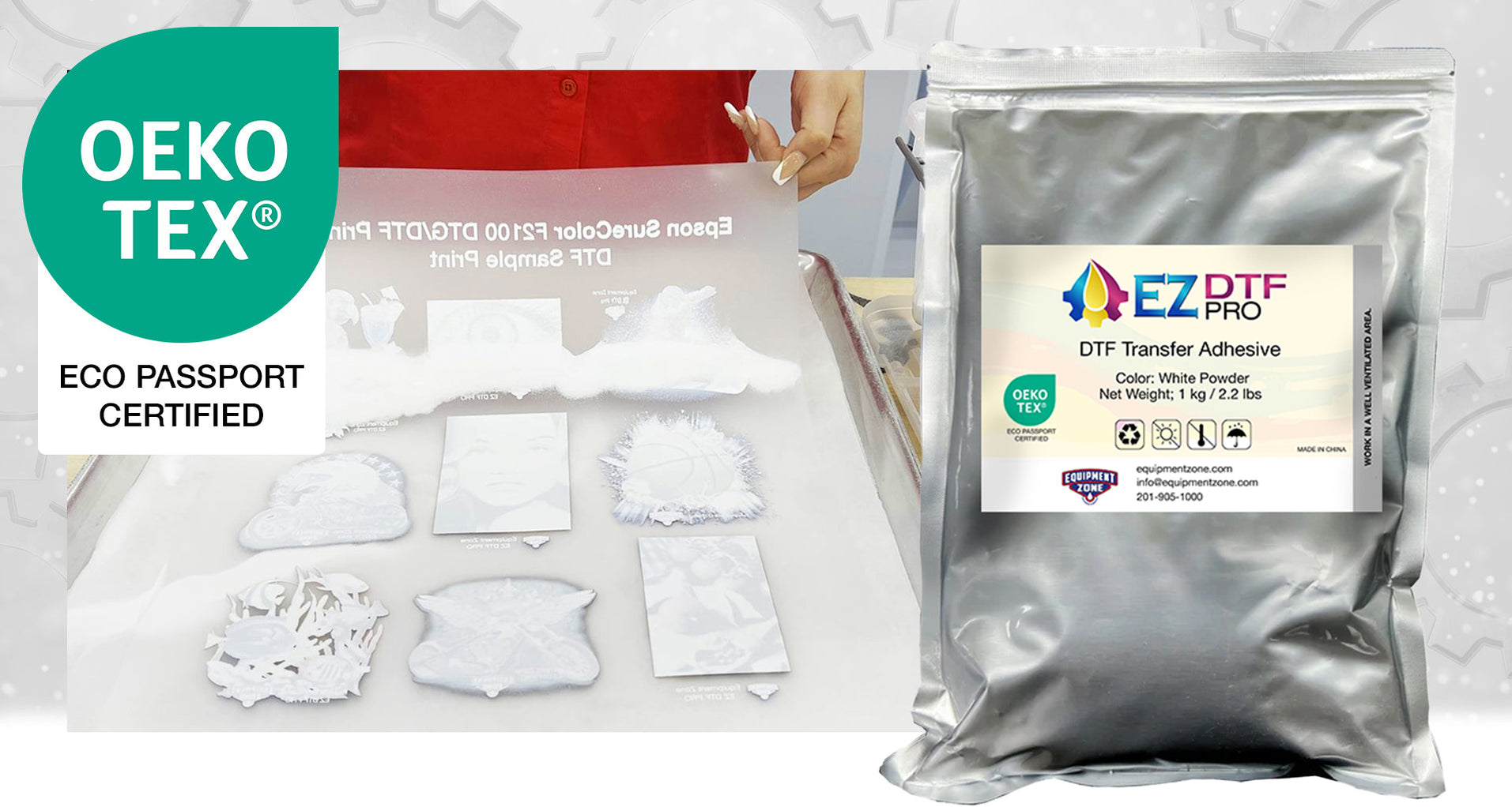 EZ DTF PRO White Direct To Film Adhesive Powder. 1 kg / 2.2 lbs. Made ...
