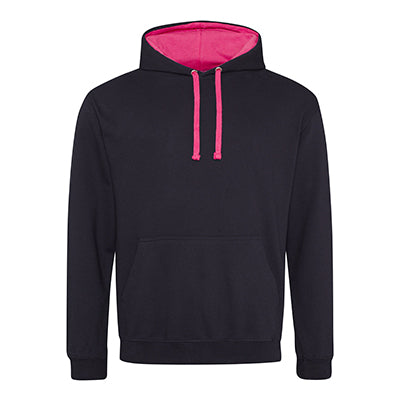 Varsity Contrast Hoodie - Jet Black / Hot Pink - Equipment Zone Online Store